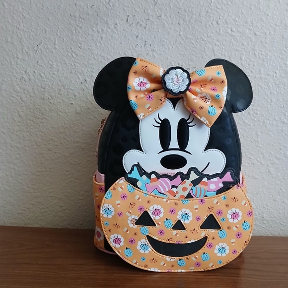 Loungefly Handbags - Nwt Loungefly Disney Minnie Mouse Cosplay Floral Pumpkin Glow Mini Backpack